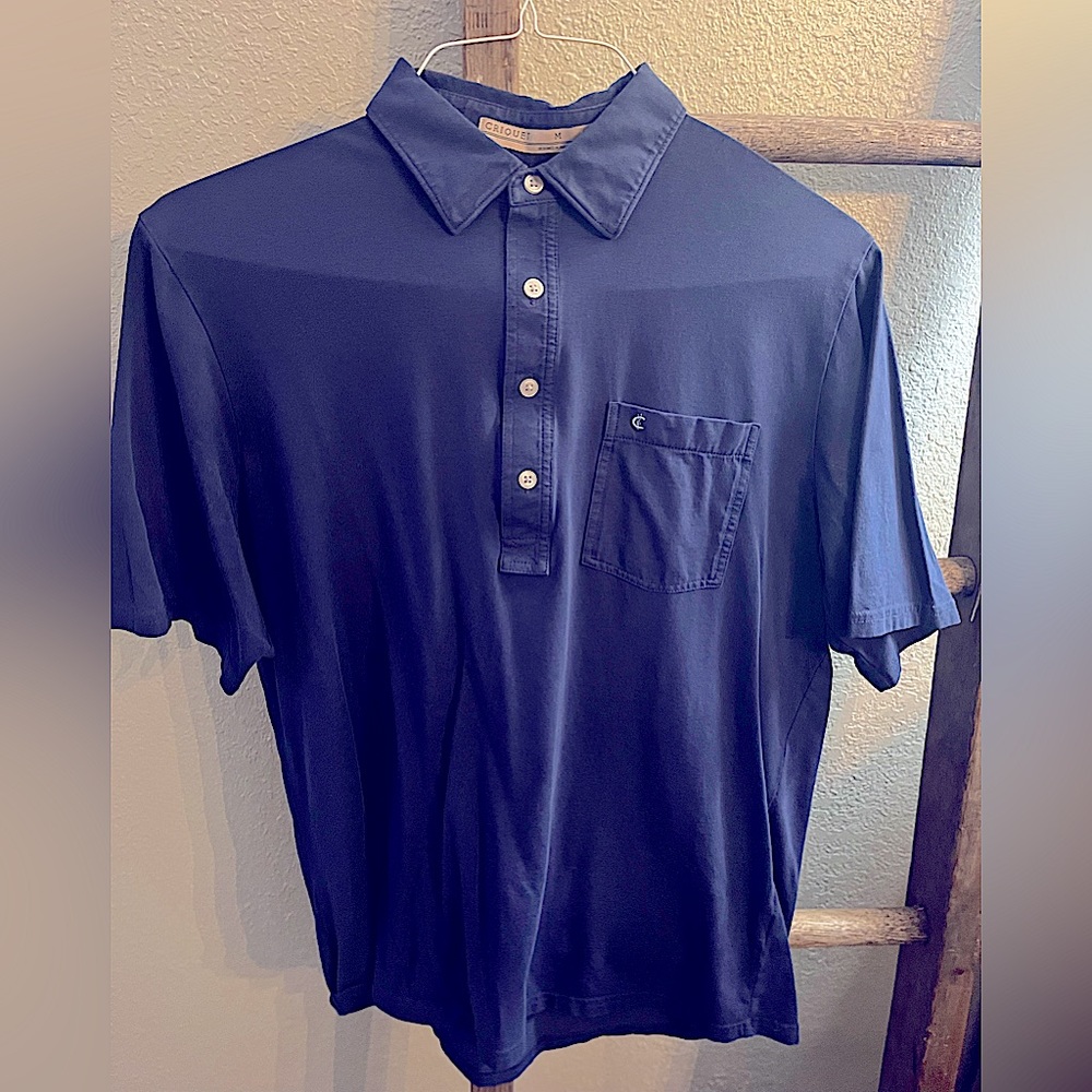 Criquet Top Shelf Players Shirt Navy Blue Medium, collar stays, very gently used